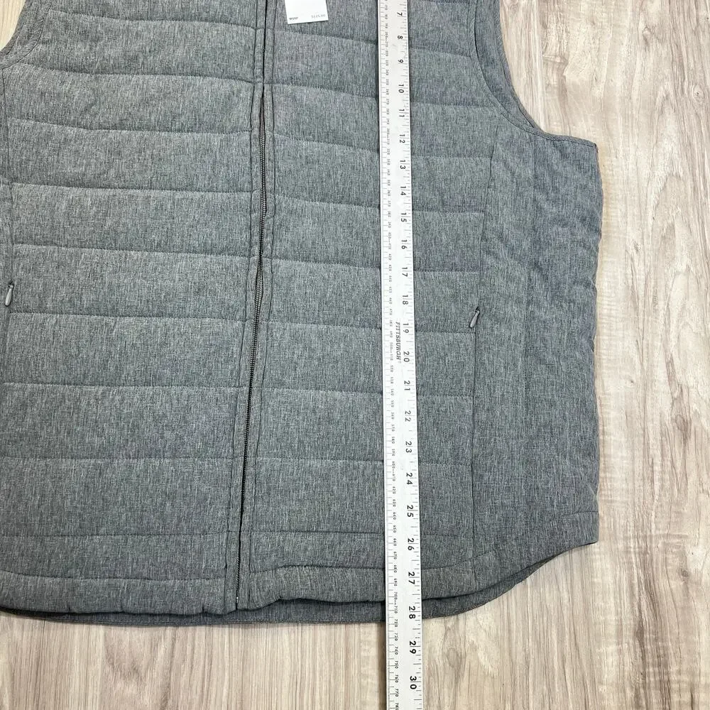 Perry Ellis Men's Hooded Puffer Vest Gray Size XL Sleeveless Quilted Zip Jacket